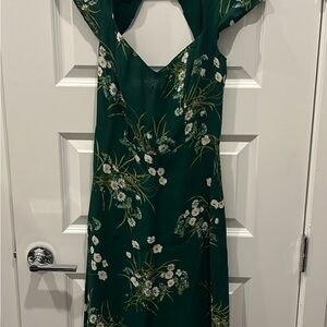 Reformation Rosi Dark Green Floral Dress
